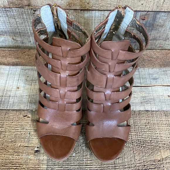 Sam Edelman York Yazmine Gladiator Heels Sandals Womens Size 6.5 M Brown Strappy - Picture 3 of 15